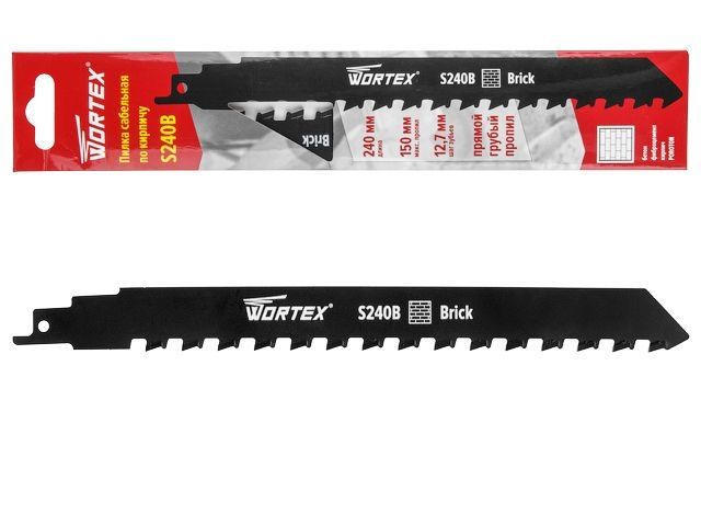 пилка сабельная по кирпичу s 240b (1 шт.) wortex биметалл yg8/hm, 240 мм длина (пропил прямой, грубый, для базовых работ) 0318097 от BTSprom.by