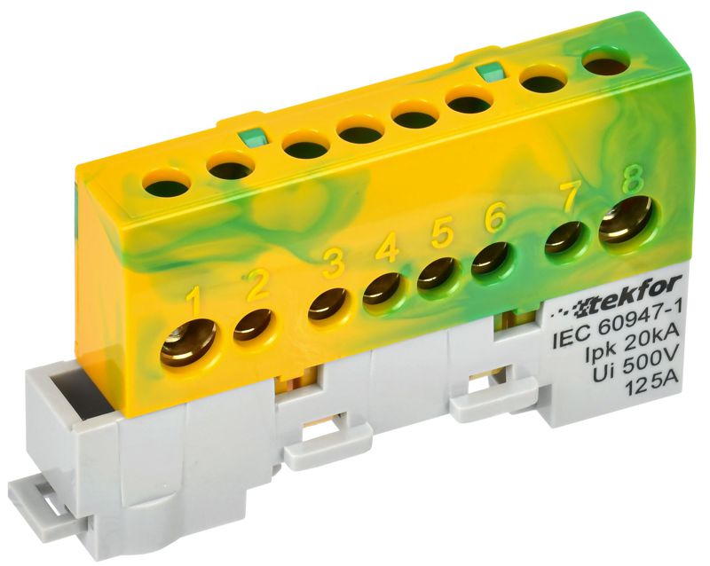 шина pe "земля" изол. на универс. держ. 8х12-8-жз tekfor iek tf-nn20-08-kl-k52 от BTSprom.by