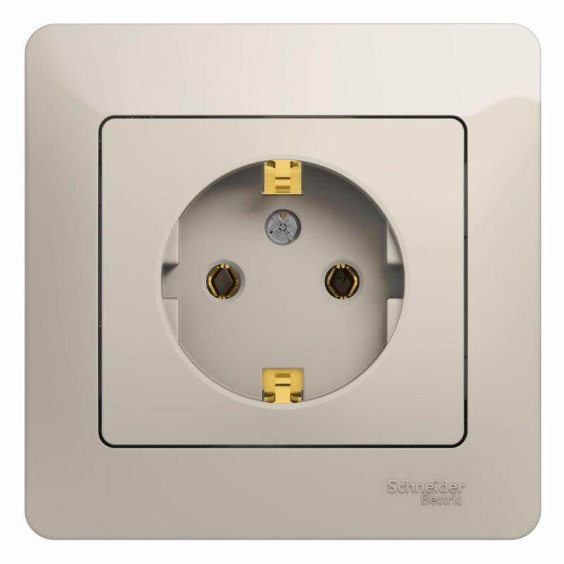 розетка 1-м сп glossa 16а ip20 250в с заземл. в сборе молоч. se gsl000942 от BTSprom.by
