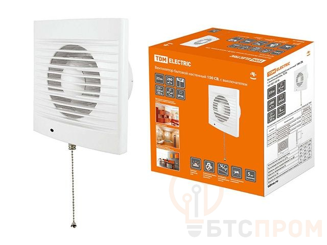 Вентилятор бытовой настенный 150 СВ, с выключателем, TDM SQ1807-0018 фото в каталоге от BTSprom.by  Вентилятор бытовой настенный 150 СВ, с выключателем, TDM SQ1807-0018 фото в каталоге от BTSprom.by