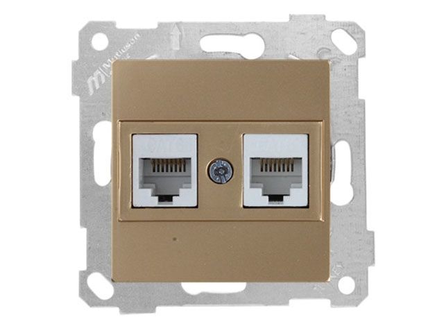 розетка компьютерная 2xrj45 (cat6, скрытая, без рамки) золото, rita, mutlusan 2200 141 0180 от BTSprom.by