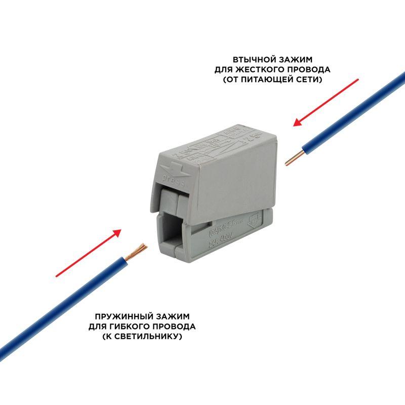  Клемма строительно-монтажная СМК 224-101 1-проводная 1.0-2.5/0.5-2.5кв.мм для светильника сер. (уп.10шт) Rexant 07-2401-10 фото в каталоге от BTSprom.by