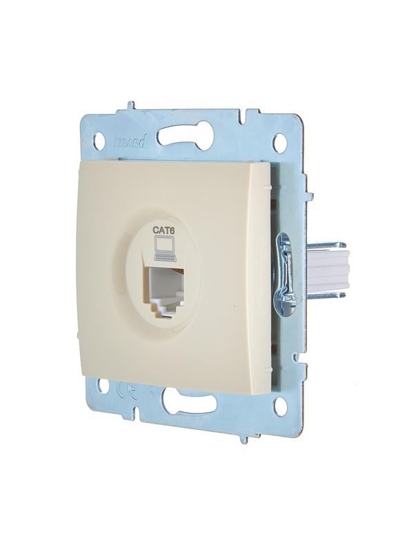  Розетка компьютерная 1-м СП ASTI IP20 RJ45 механизм Cat 6e крем. LEZARD 7081-0388-140 фото в каталоге от BTSprom.by