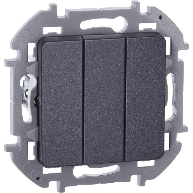  Выключатель 3-кл. Inspiria 10АХ 250В винтов. зажимы антрацит Leg 673543 фото в каталоге от BTSprom.by