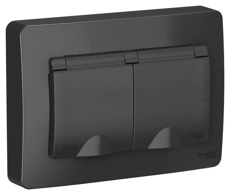 розетка 2-м сп blanca 16а ip44 250в с заземл. защ. шторки с крышкой антрацит se blnrs441126 от BTSprom.by