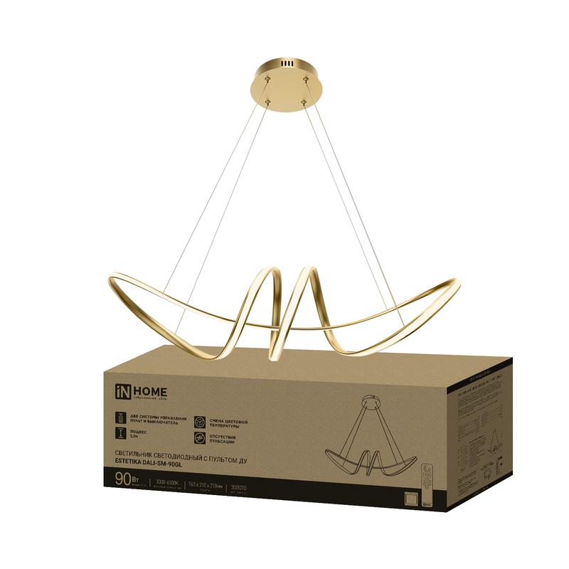 светильник светодиодный estetika dali-sm-90gl 90вт 3000-6500к 230в 760х210х210мм 1.2м трос ду зол. in home 4690612062433 от BTSprom.by