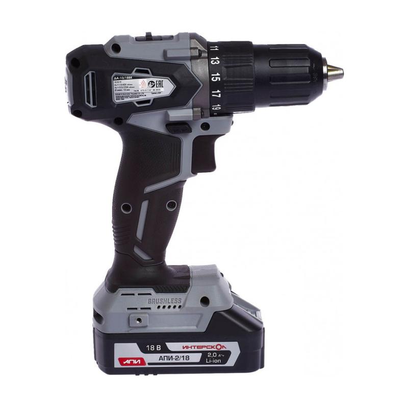  Дрель-шуруповерт аккумуляторная бесщеточн. ДА-13/18ВК 45 Li-ion АПИ (кейс 2 аккум. 2А.ч ЗУ) ИНТЕРСКОЛ 575.2.2.70 фото в каталоге от BTSprom.by