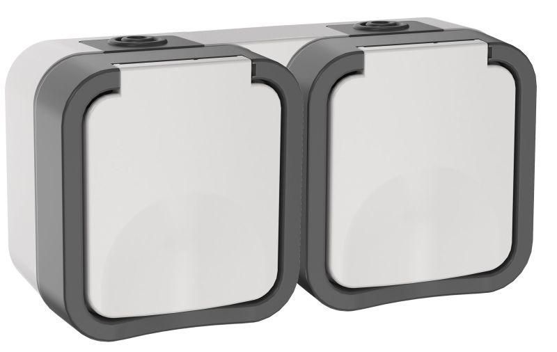 розетка 2-м оп tors 16а ip55 ts222 горизонт. с заземл. с крышкой бел. iek ts-r26-16-55-g-k41 от BTSprom.by