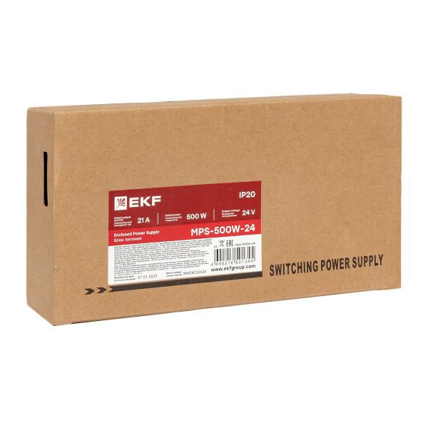  Блок питания на монтажную панель 500Вт Uвх 220В AC m Uвых 24В DC постоянного тока EKF MPS-500W-24 фото в каталоге от BTSprom.by
