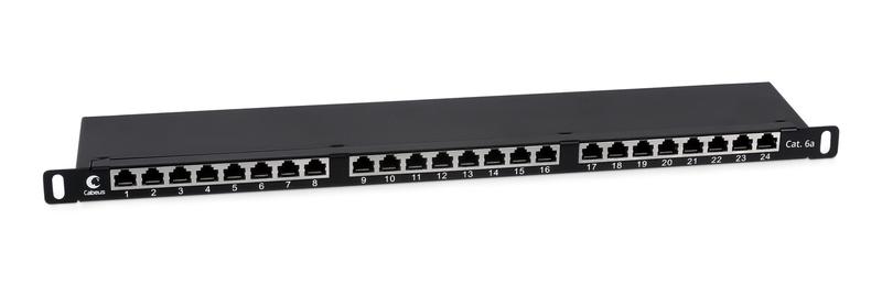 патч-панель 19дюйм 0.5u 24 порта rj45 кат.6а полностью экранир. dual idc высокой плотности cabeus 9652c от BTSprom.by