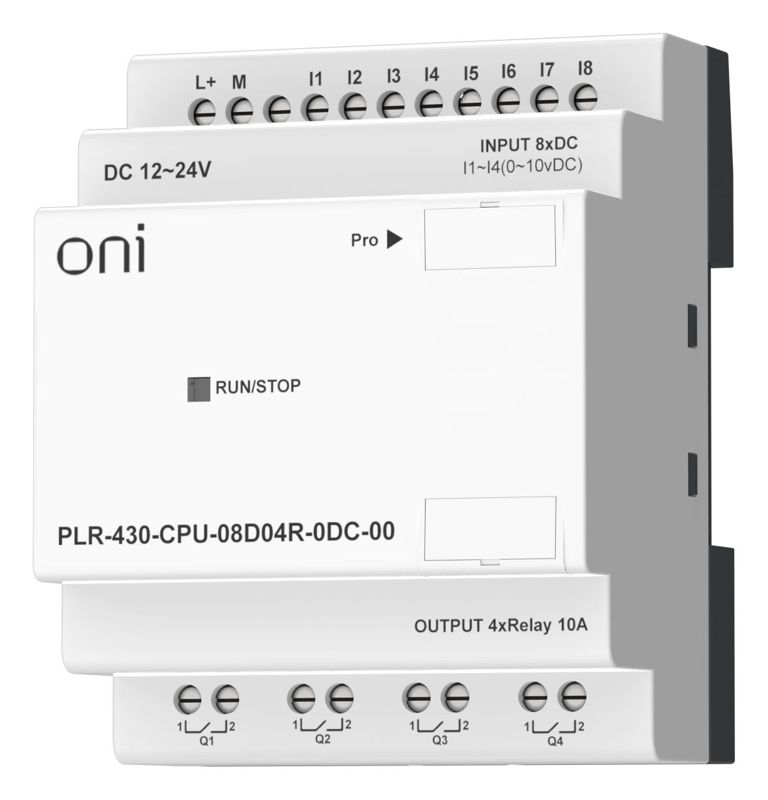  Модуль ЦПУ ПЛК 430 8 DI 4 RO 24В DC без экрана ONI PLR-430-CPU-08D04R-0DC-00 фото в каталоге от BTSprom.by