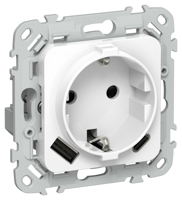 розетка 1-м сп flite рсюшс11-1-флб 16а с usb a+c 20вт с заземл. с защ. шторками безвинтовое крепление механизм бел. iek fi-r14-16-1-u22-020-k01 от BTSprom.by