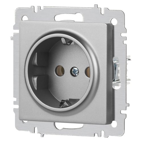  Розетка 1-м СП Accent 6-202-03 16А IP20 250В 2P+E Schuko алюм. Intro Б0063686 фото в каталоге от BTSprom.by