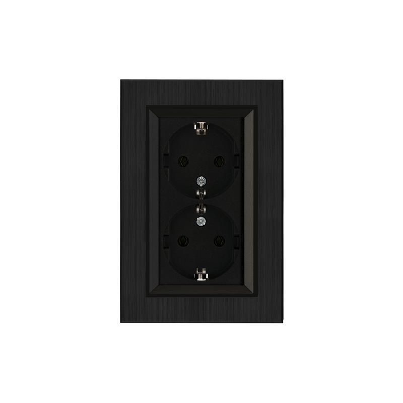 розетка 2-я karea line star с заземл. чер. makel 86054082 от BTSprom.by