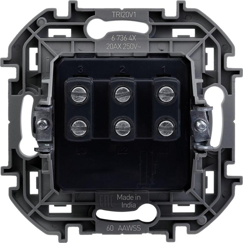  Выключатель 3-кл. Inspiria 20А IP20 250В 10AX механизм алюм. Leg 673642 фото в каталоге от BTSprom.by