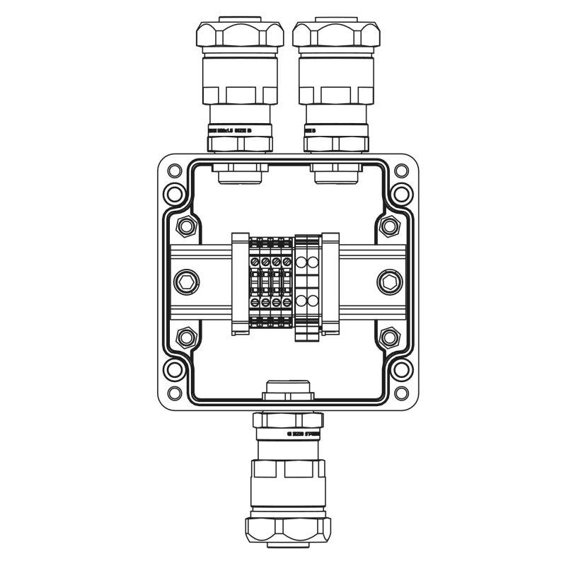 корпус взрывозащищенный 120х120х90мм 1ex e iic t5 gb ip66ex tb iiib t95град.c db grp dkc 1231.031.19.02y от BTSprom.by