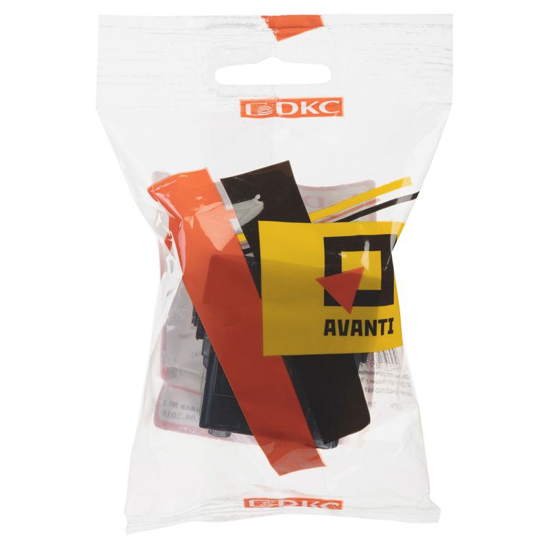  Розетка 1-м 2мод. Avanti "Черный квадрат" 16А IP44 2P+E защ. шторки с крышкой черн. DKC 4402012 фото в каталоге от BTSprom.by