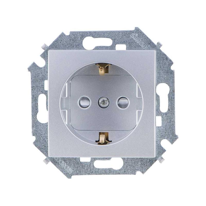 розетка simon 15 16а 250в 2p+e с заземл. schuko защ. шторки винтов. клеммы механизм алюм. simon 1591443-033 от BTSprom.by