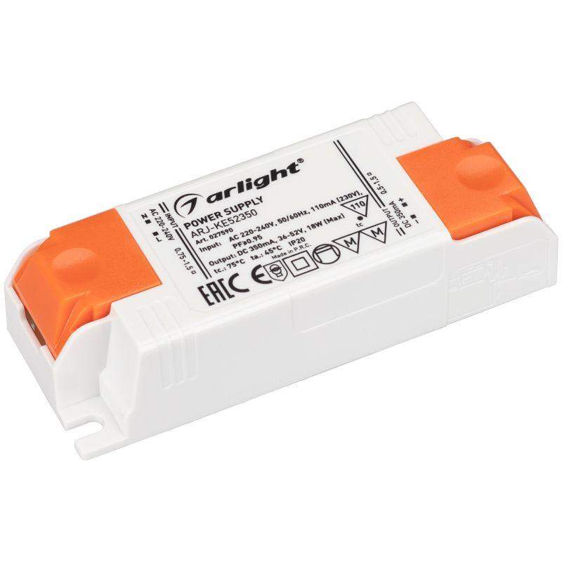 блок питания arj-ke52350 18вт 350ма pfc ip20 пластик 5 лет arlight 027590 от BTSprom.by