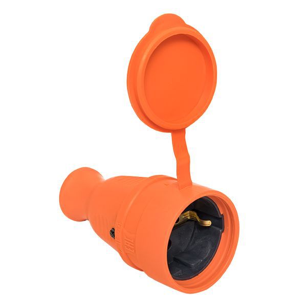  Розетка переносная 16А IP44 230В 2P+PE с защ. крышкой каучук оранж. PROxima EKF RPS-012-16-230-44-ro фото в каталоге от BTSprom.by