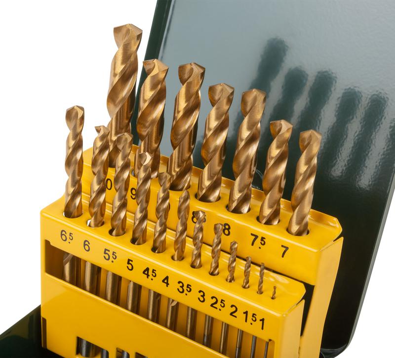  Набор сверл HSS по металлу 1-10мм покрытие титан. (метал. бокс) (19 предметов) FIT 34219 фото в каталоге от BTSprom.by