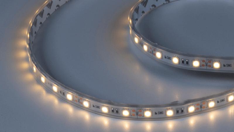 лента светодиодная стандарт 5050 60led/м 14.4вт/м тепл. бел. 12в ip66 со скотчем 3м (уп.5м) swg standard 00-00014783 от BTSprom.by
