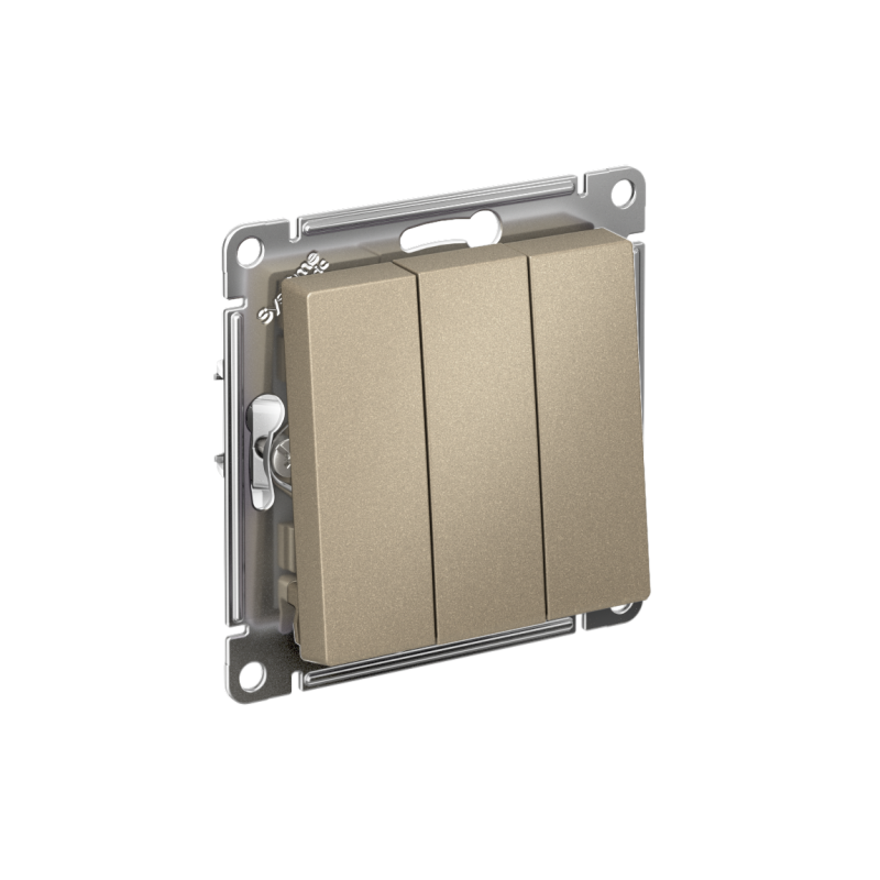 выключатель 3-кл. сп atlasdesign 10а ip20 (сх. 1+1+1) 10ax механизм шампань se atn000531 от BTSprom.by