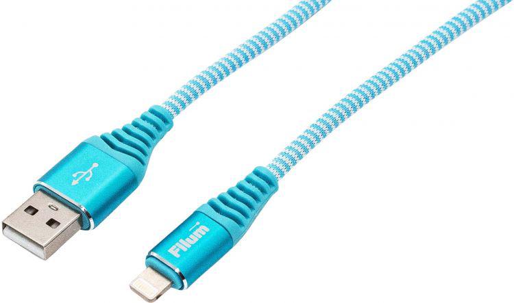 кабель usb 2.0 pro 2а разъемы: usb a (m) - lightning (m) 1м син. filum fl-cpro-u2-am-lm-1m-bl1 от BTSprom.by