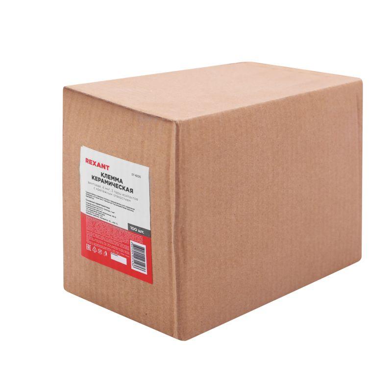  Клемма керамическая винтовая 4кв.мм 3 пары контактов с крепежным отверстием (уп.100шт) Rexant 07-6225 фото в каталоге от BTSprom.by