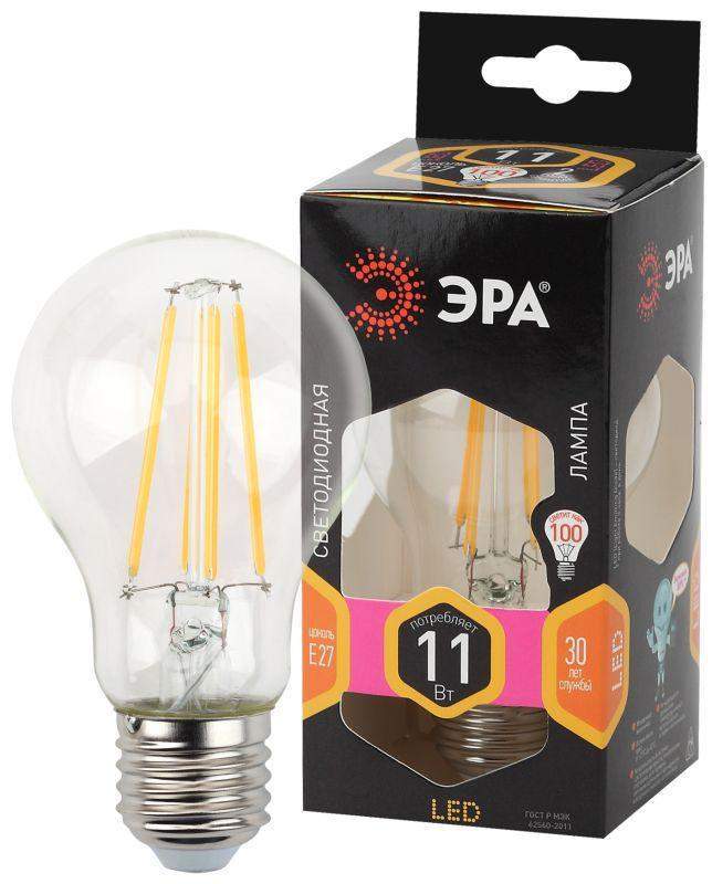 лампа светодиодная филаментная f-led a60-11w-827-e27 11вт a60 грушевидная 2700к тепл. бел. e27 эра б0035025 от BTSprom.by