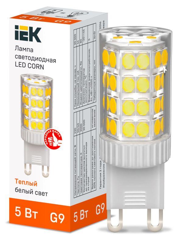 лампа светодиодная corn 5вт капсула 3000к g9 230в керамика iek lle-corn-5-230-30-g9 от BTSprom.by