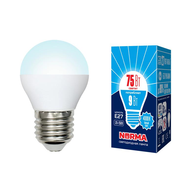 лампа светодиодная led-g45-9w/nw/e27/fr/nr norma 9вт матовая e27 (упак. картон) volpe ul-00003828 от BTSprom.by