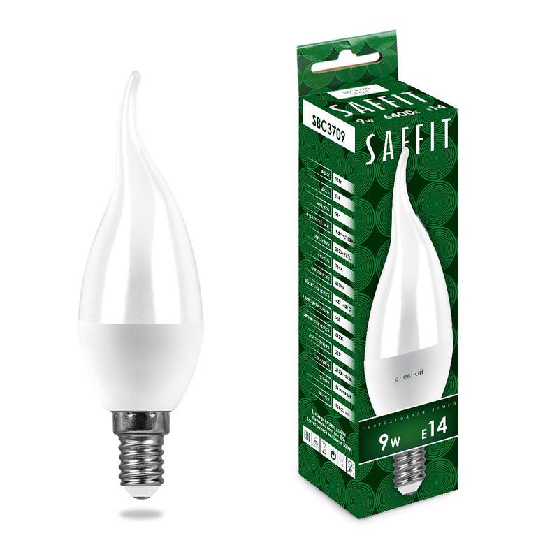 лампа светодиодная 9вт 230в e14 6400к на ветру c37t sbc3709 saffit 55173 от BTSprom.by