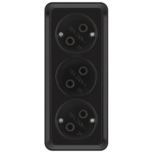 розетка 3-м оп quadro 2-205-05 16а ip20 3х2p 250в без заземл. антрацит intro б0069697 от BTSprom.by
