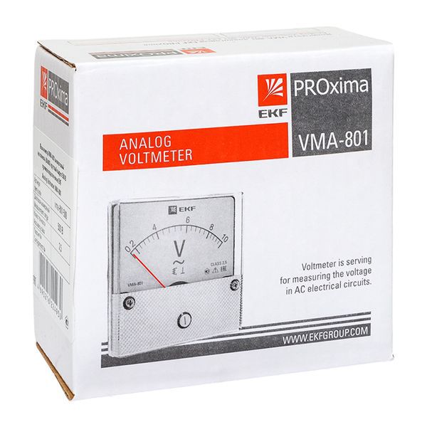  Вольтметр аналоговый VM-A801 на панель 80х80 (круглый вырез) 500В прямое подкл. EKF vm-a801-500/vma-801-500 фото в каталоге от BTSprom.by