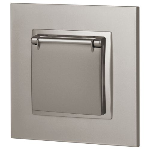  Розетка Elegance 14-2103-16 16А 250В 2P+E Schuko защ. шторки с крышкой титан Эра Б0065811 фото в каталоге от BTSprom.by