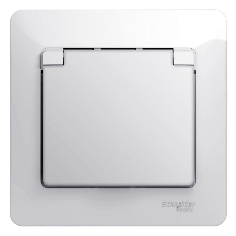 розетка 1-м сп glossa 16а ip20 с заземл. защ. шторки с крышкой в сборе бел. se gsl000146 от BTSprom.by