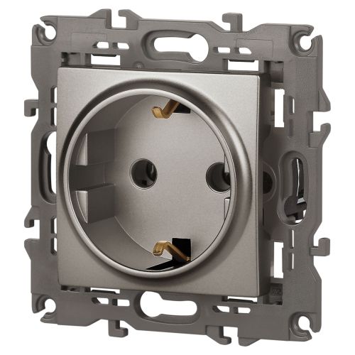  Розетка Elegance 14-2101-16 16А 250В 2P+E Schuko титан Эра Б0065802 фото в каталоге от BTSprom.by