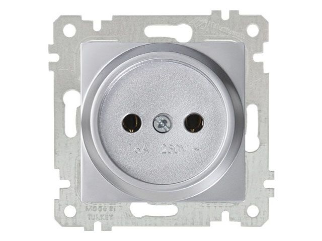 розетка 1-ая (скрытая, без рамки, б/з) серебро, rita, mutlusan (16 a, 250 v, ip 20) 2200 601 0282 от BTSprom.by