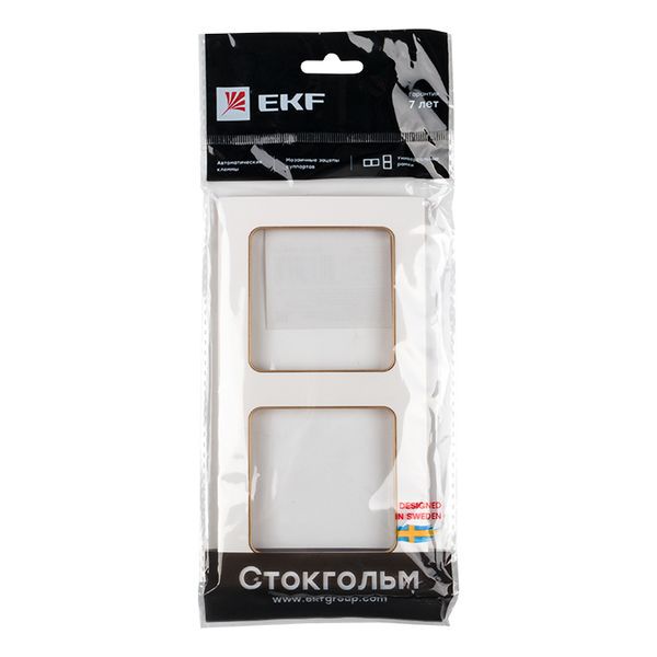  Рамка 2-м Стокгольм бел. с линией цвета шампань PROxima EKF EYM-G-303-10 фото в каталоге от BTSprom.by