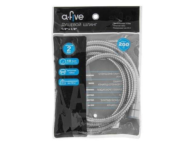 шланг душевой, sus/epdm, 1/2" г-г 200 см, хром, a-five (гайка латунь (anti-twist), 10 бар) a5-022 от BTSprom.by