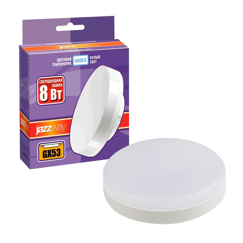 лампа светодиодная pled-gx53 8вт таблетка матовая 4000к нейтр. бел. gx53 640лм 230в/50гц jazzway 5006065 от BTSprom.by