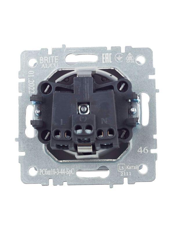  Розетка BRITE РСбш10-3-44-БрС 16А IP44 с заземл. защ. шторки с крышкой механизм сталь IEK BR-R16-16-44-K46 фото в каталоге от BTSprom.by