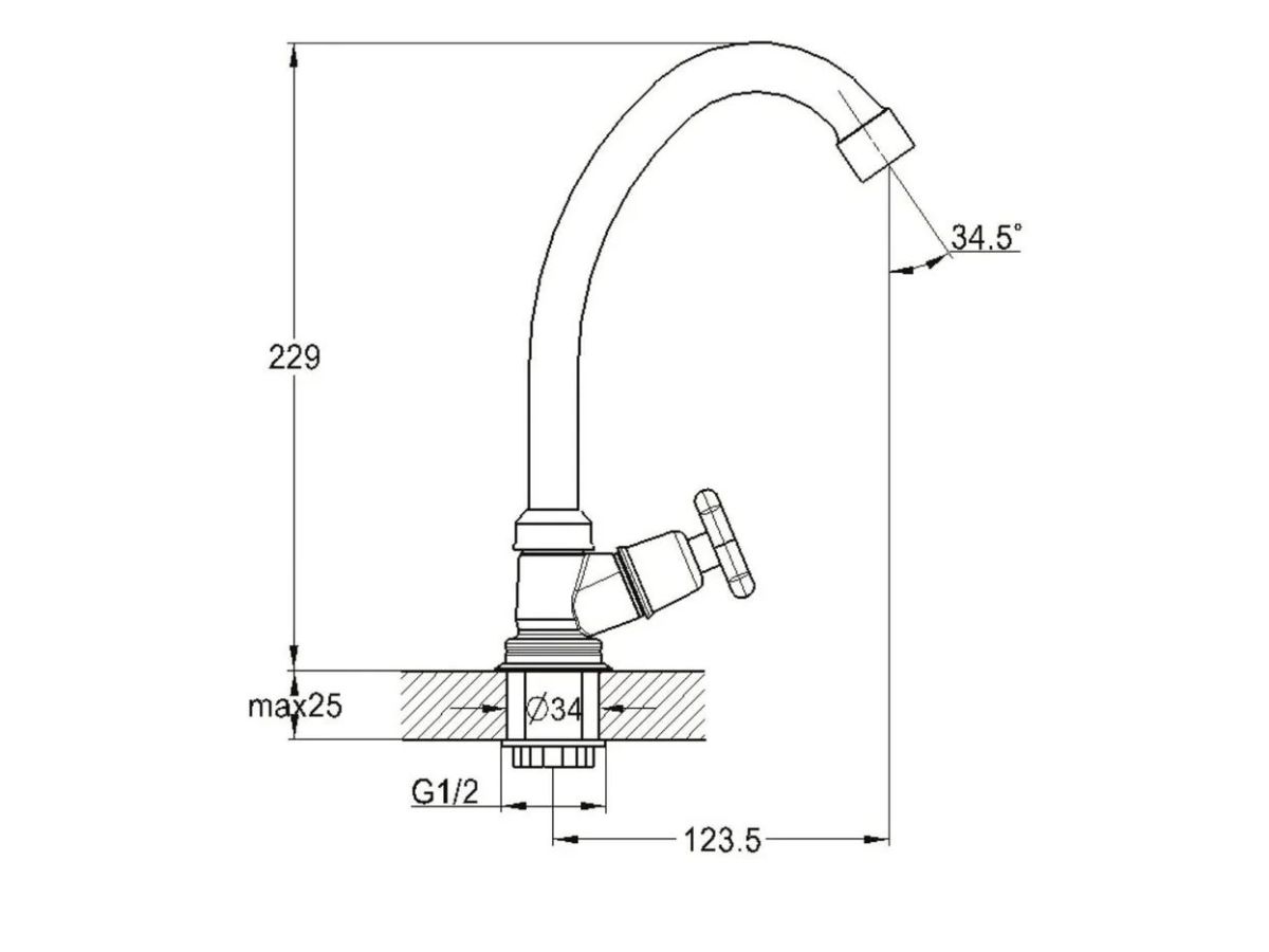  Моно-смеситель для умывальника вентильный (тип I), серия 600 ECONOCE (Поворотный J-излив, длина 124 мм, высота 229 мм) EC0604 фото в каталоге от BTSprom.by