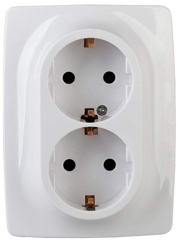 розетка 2-м сп эра12 12-2008-01 16а ip20 250в 2х2p+e schuko защ. шторки без лапок бел. эра б0038812 от BTSprom.by