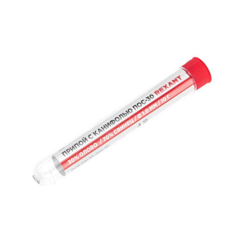  Припой с канифолью ПОС-30 10г d1.0мм (Sn30 Pb70) колба Rexant 09-3099 фото в каталоге от BTSprom.by