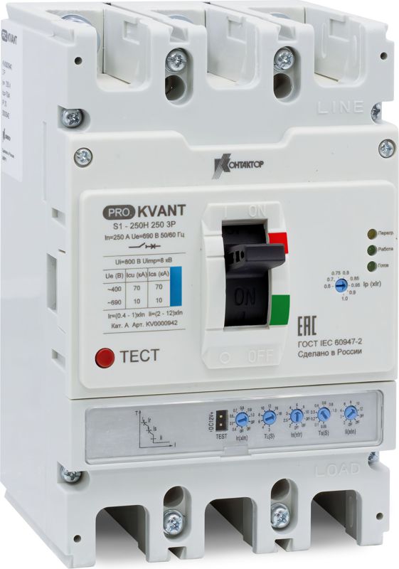 выключатель автоматический pro.kvant s1-250n 3p 160а 35ка в литом корпусе с электрон. расцеп. контактор kv0000937 от BTSprom.by
