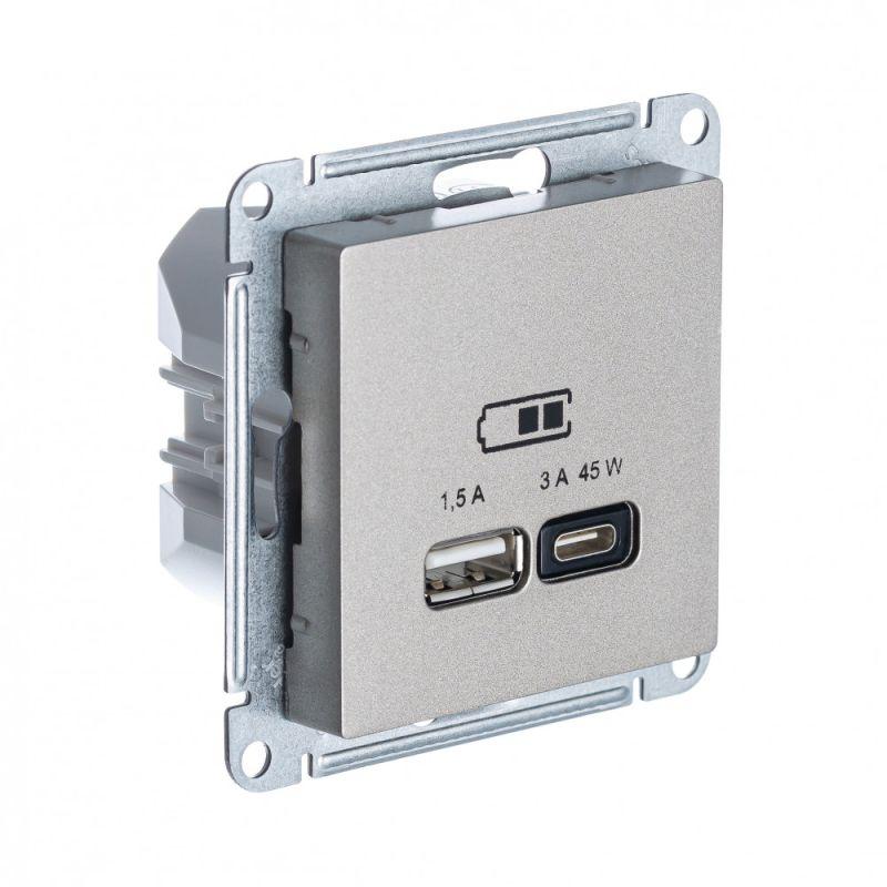 розетка usb atlasdesign тип a+c 45вт qc pd высокоскор. зу механизм шампань se atn000529 от BTSprom.by