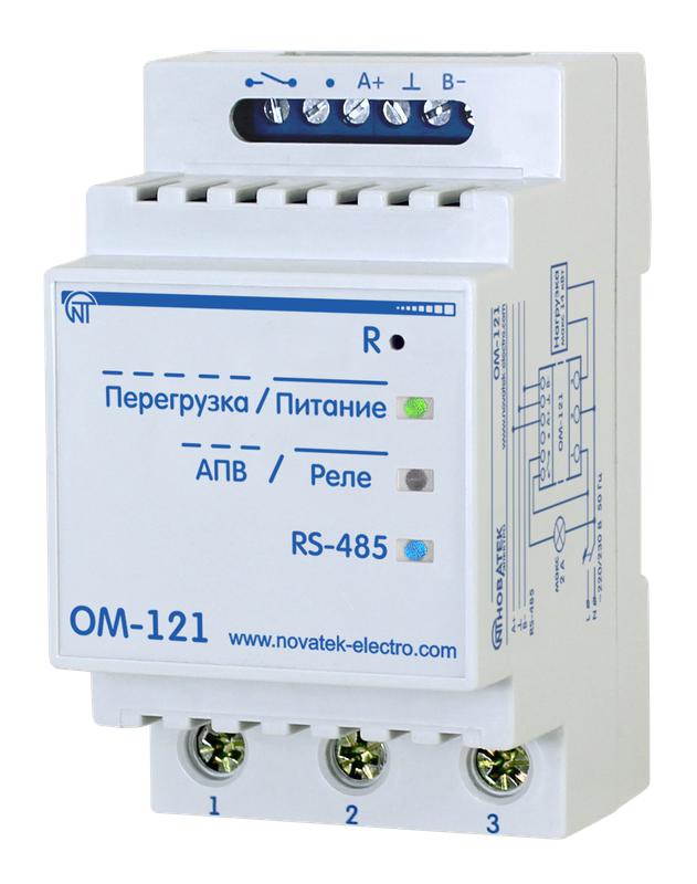 измеритель-ограничитель мощности ом-121 совместим с nt cloud 220в 1ф modbus (измерение до 63а) новатек-электро 4325604121 от BTSprom.by