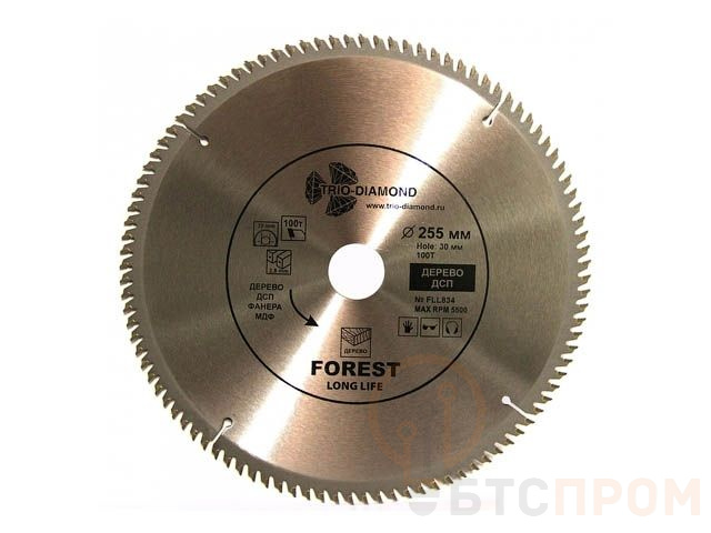 Диск пильный 255х30 мм 100 зуб. Trio-Diamond FLL834 фото в каталоге от BTSprom.by  Диск пильный 255х30 мм 100 зуб. Trio-Diamond FLL834 фото в каталоге от BTSprom.by
